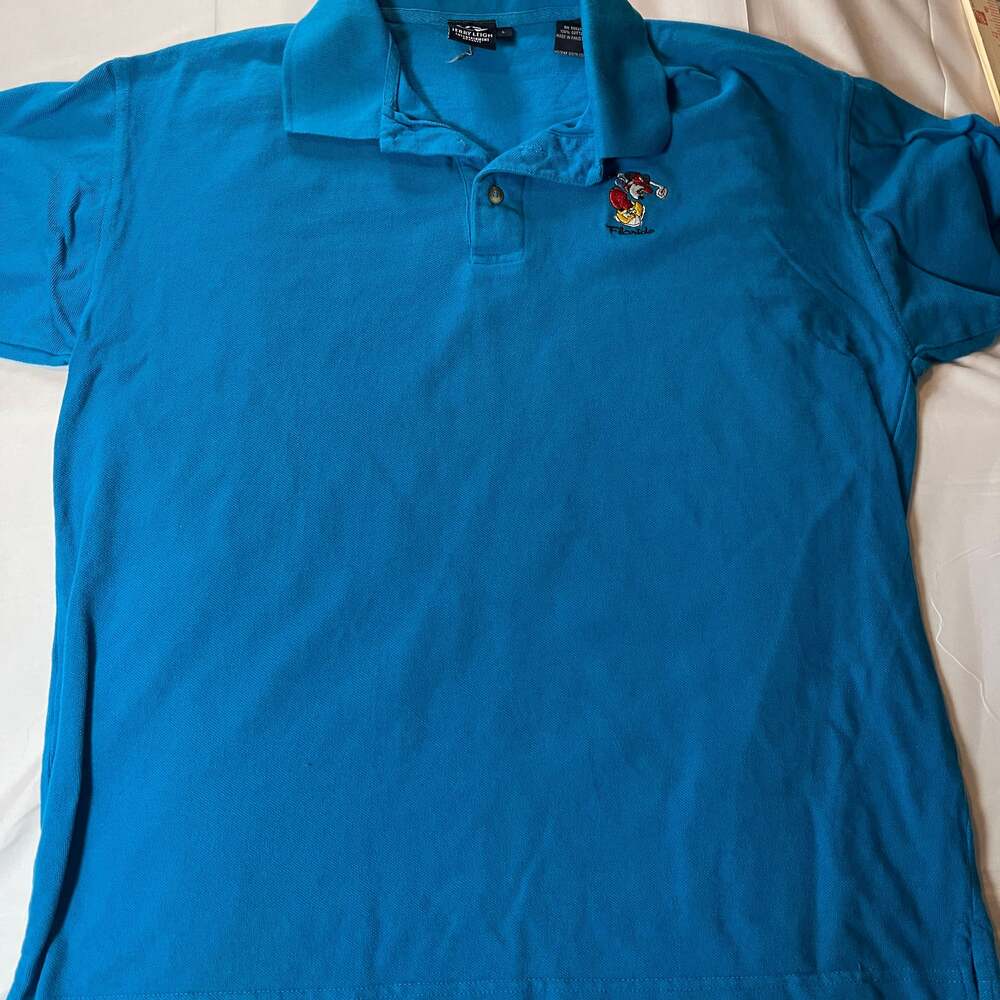 Vtg Mickey Mouse Florida Blue Polo Shirt Adult Size Large